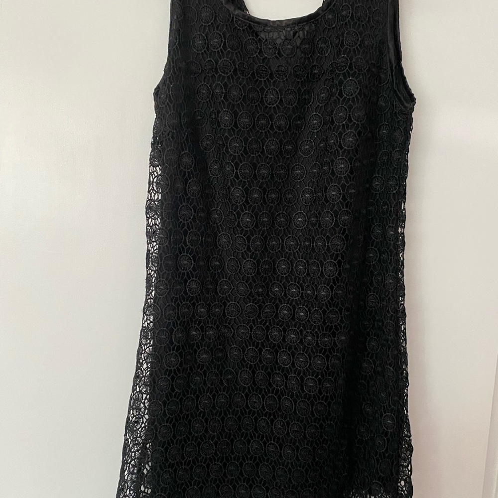 LBD with two layer silky underneath with embroidered overlay